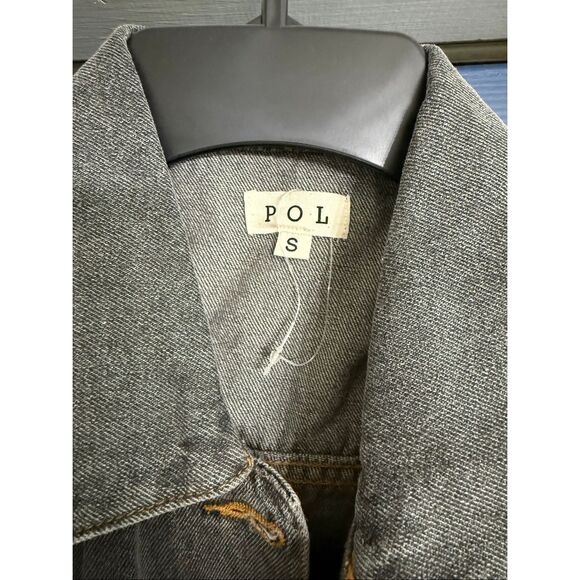 POL Washed Black/Grey Denim Laced Up Jacket Size S NEW - Picture 2 of 5